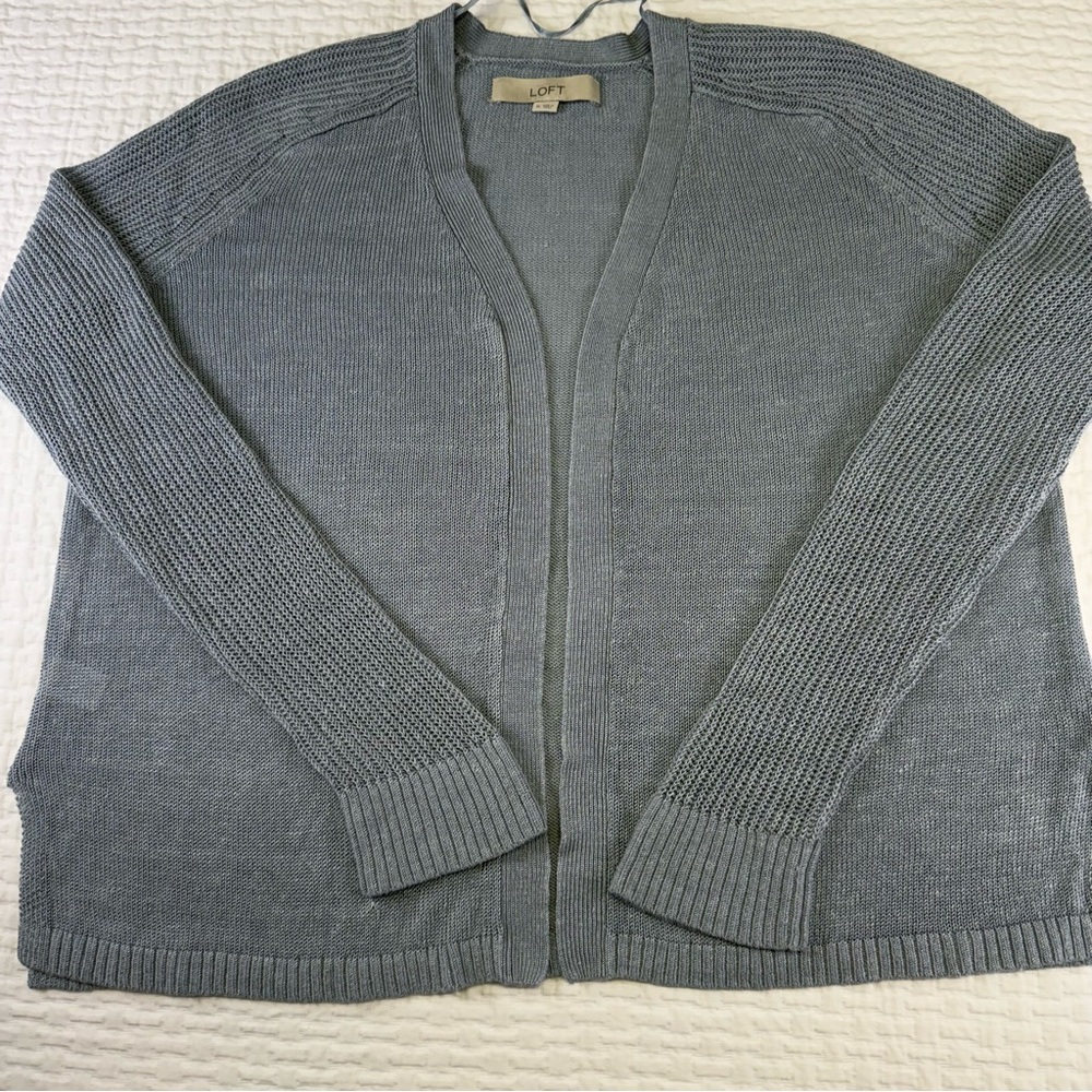 LOFT Women's Dusty Blue Cardigan Size Medium